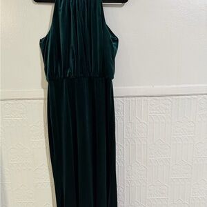 Eliza J Deep Emerald Velvet Halter Maxi Dress